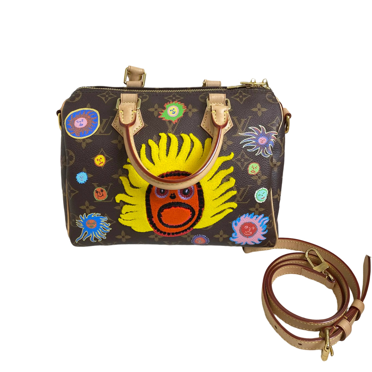 Louis Vuitton x Yayoi Kusama Speedy 25 Bandoulière - "Faces" Monogram - Microchip