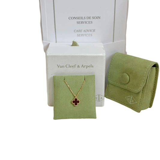 Van Cleef & Arpels (VCA) Sweet Alhambra Pendant | Rose Gold & Carnelian | 2025 Full Set | Pristine Condition