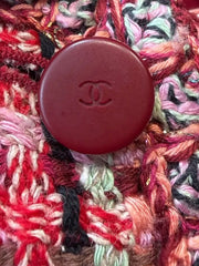 Chanel Red Multi-Color Tweed Jacket | Size FR 40 (US 8) | Collarless Button Down | Excellent Condition