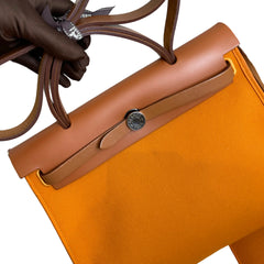 Hermès Herbag 31 in Orange with Silver Hardware
