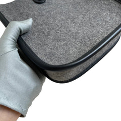 Rare Limited Material: Hermès Mini Evelyne in Black and Mid-Grey Felt with Silver Hardware