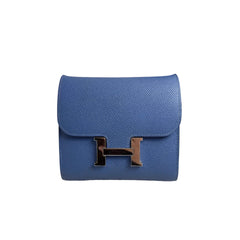 Hermès Constance Wallet in Agate Blue and Red with Silver Hardware