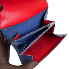 Hermès Constance Wallet in Agate Blue and Red with Silver Hardware