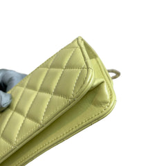 Chanel 24C Phone Holder with Chain | Yellow Calfskin | Double Gold Bead Adjustable Strap | Excellent Condition
