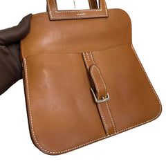 Hermès Halzan Mini in Saddle Leather with Silver Hardware