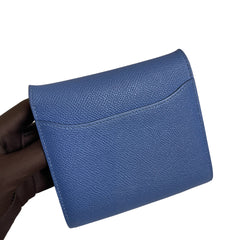 Hermès Constance Wallet in Agate Blue and Red with Silver Hardware
