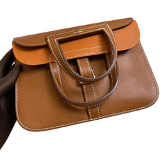 Hermès Halzan Mini in Saddle Leather with Silver Hardware