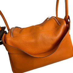Hermès Lindy 34 in Orange Taurillon Clemence with Silver Hardware