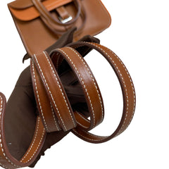 Hermès Halzan Mini in Saddle Leather with Silver Hardware
