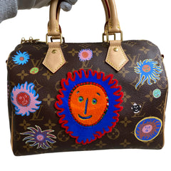 Louis Vuitton x Yayoi Kusama Speedy 25 Bandoulière - "Faces" Monogram - Microchip