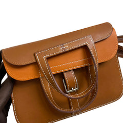 Hermès Halzan Mini in Saddle Leather with Silver Hardware
