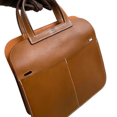 Hermès Halzan Mini in Saddle Leather with Silver Hardware