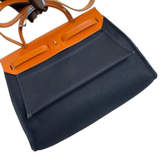 Hermès Herbag 31 in Black Canvas and Leather with Silver Hardware