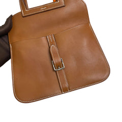 Hermès Halzan Mini in Saddle Leather with Silver Hardware