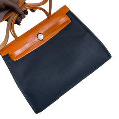 Hermès Herbag 31 in Black Canvas and Leather with Silver Hardware