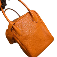 Hermès Lindy 34 in Orange Taurillon Clemence with Silver Hardware