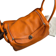 Hermès Lindy 34 in Orange Taurillon Clemence with Silver Hardware