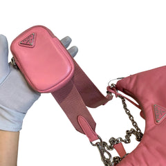 Soft Statement Piece: Prada Geranium Pink Leather Re-Edition 2005 Hobo 3-in-1