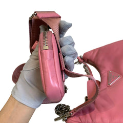 Soft Statement Piece: Prada Geranium Pink Leather Re-Edition 2005 Hobo 3-in-1